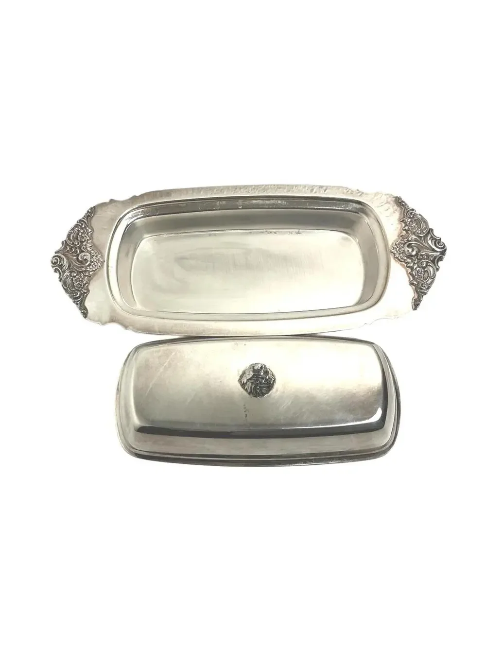 Baroque by Wallace 206 Silverplate Covered Butter Dish with Lid